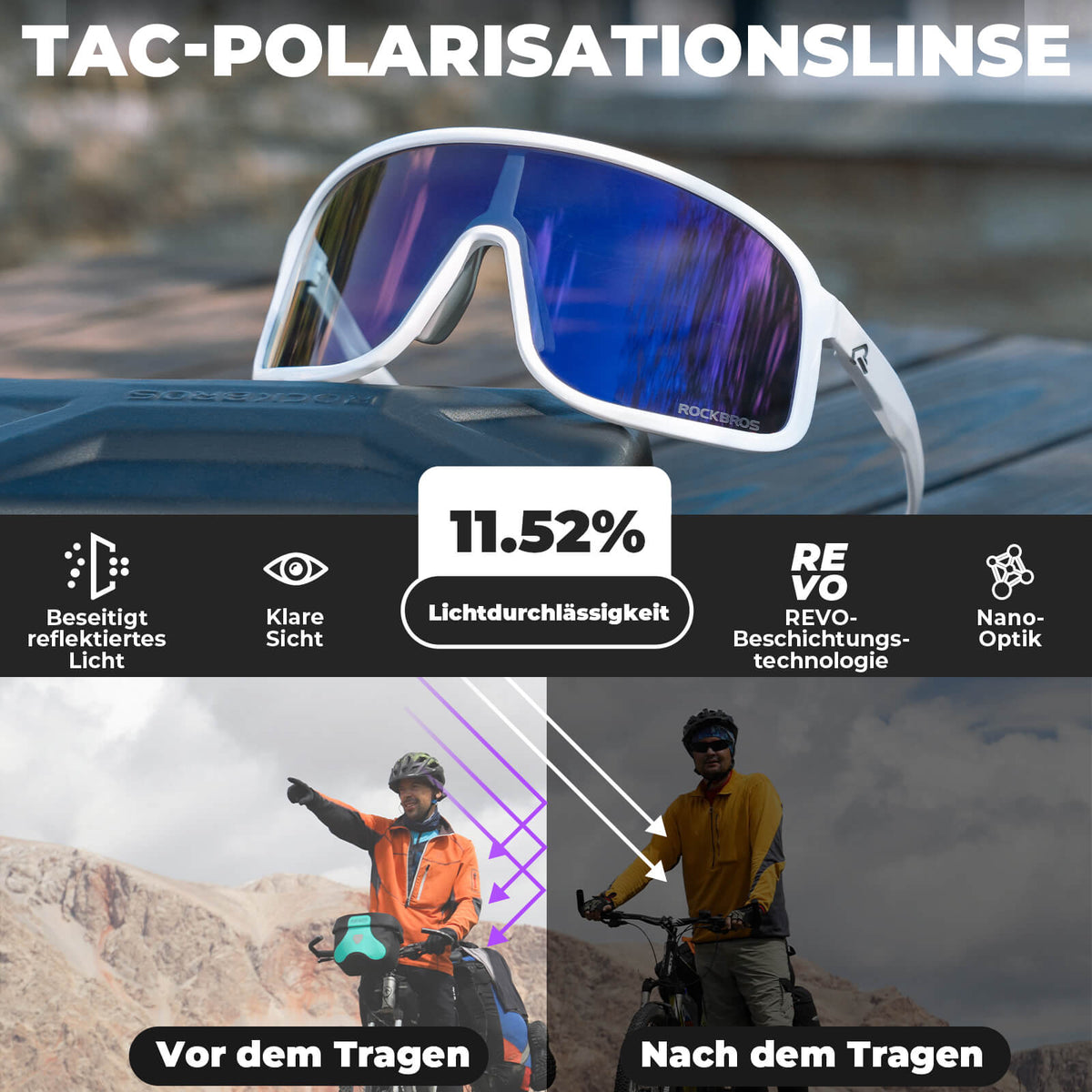 ROCKBROS Okulary przeciwsłoneczne Samoprzyciemniające się Ochrona UV400