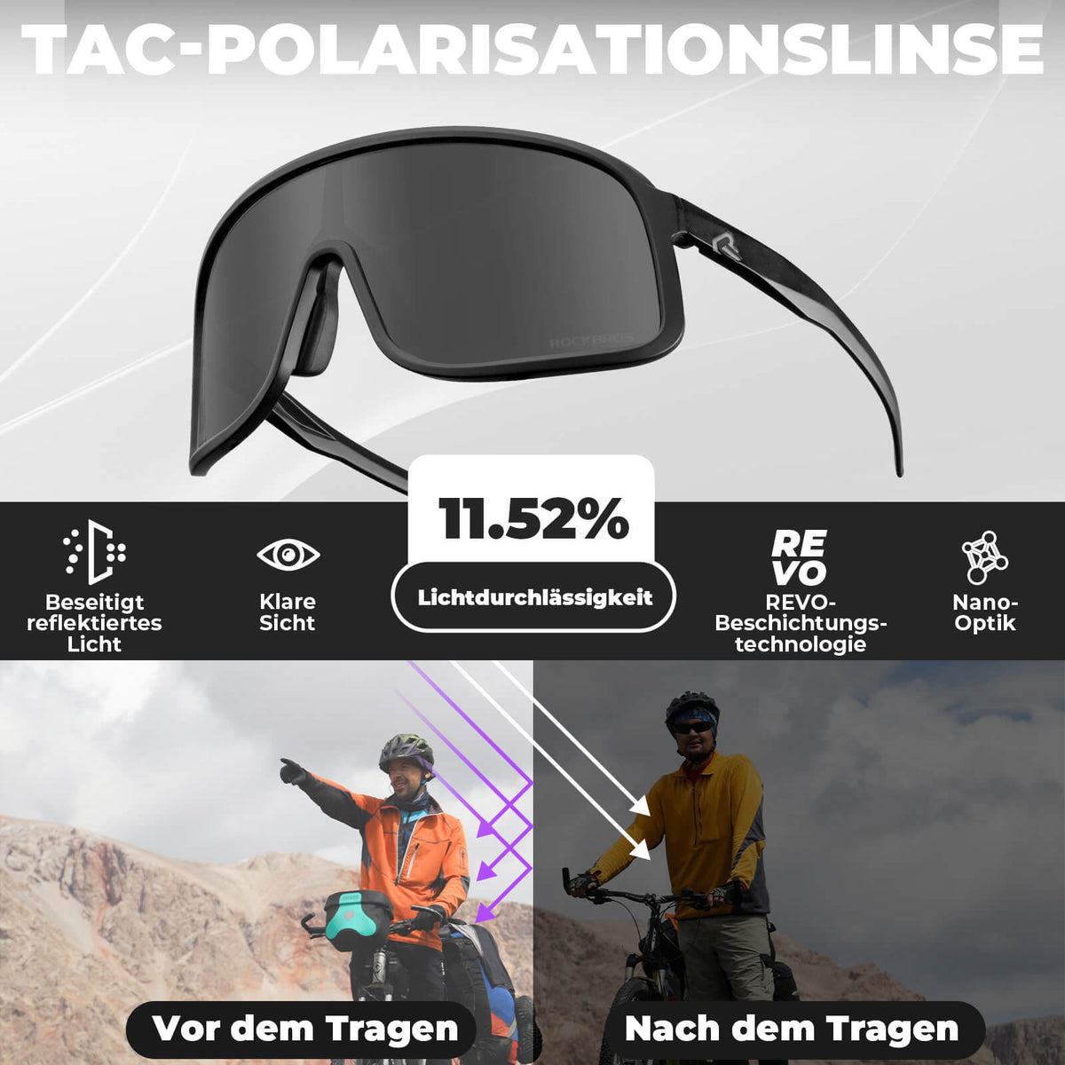 ROCKBROS Okulary przeciwsłoneczne Samoprzyciemniające się Ochrona UV400