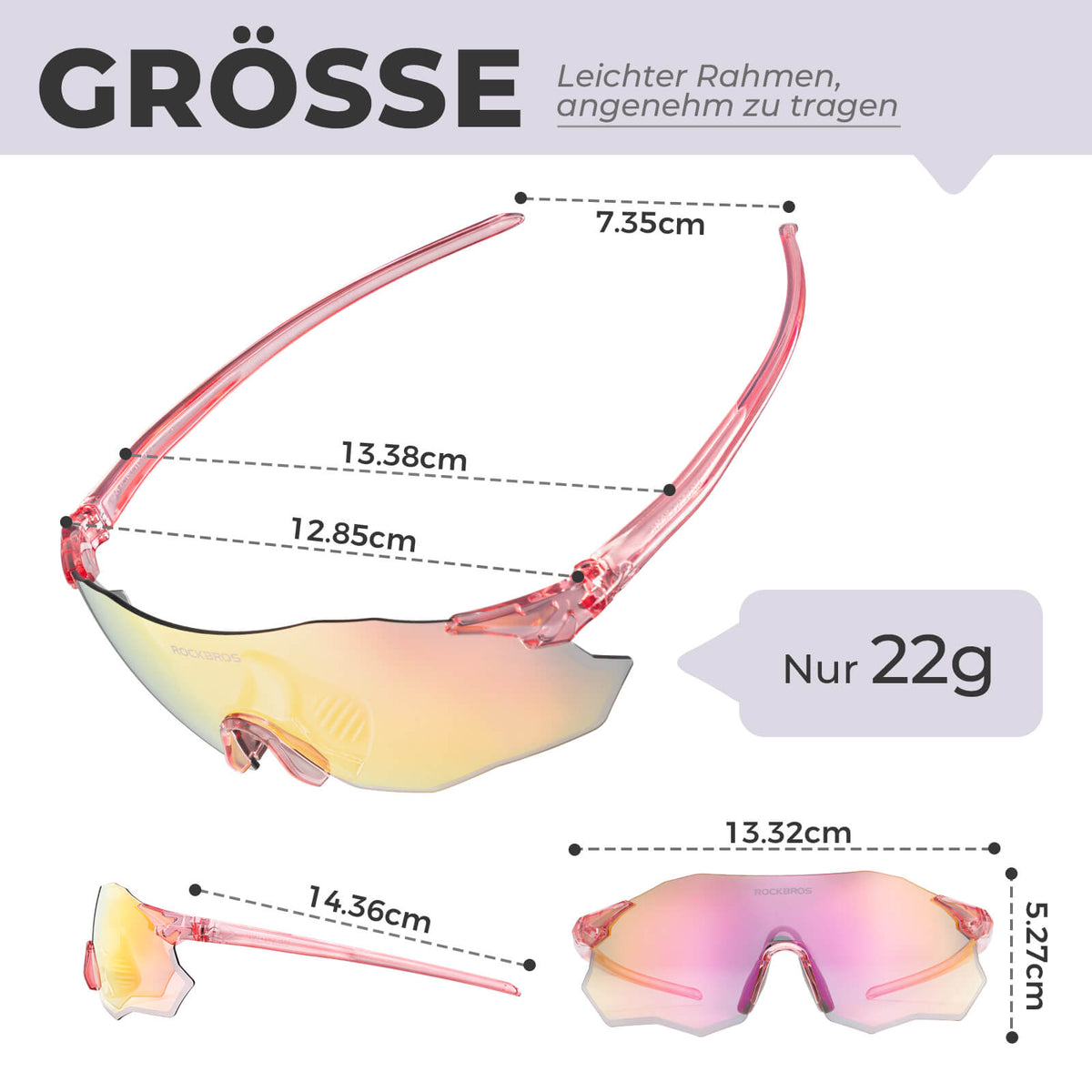ROCKBROS Okulary rowerowe Samoprzyciemniające się Ochrona UV400 Bez oprawki -SWIFT