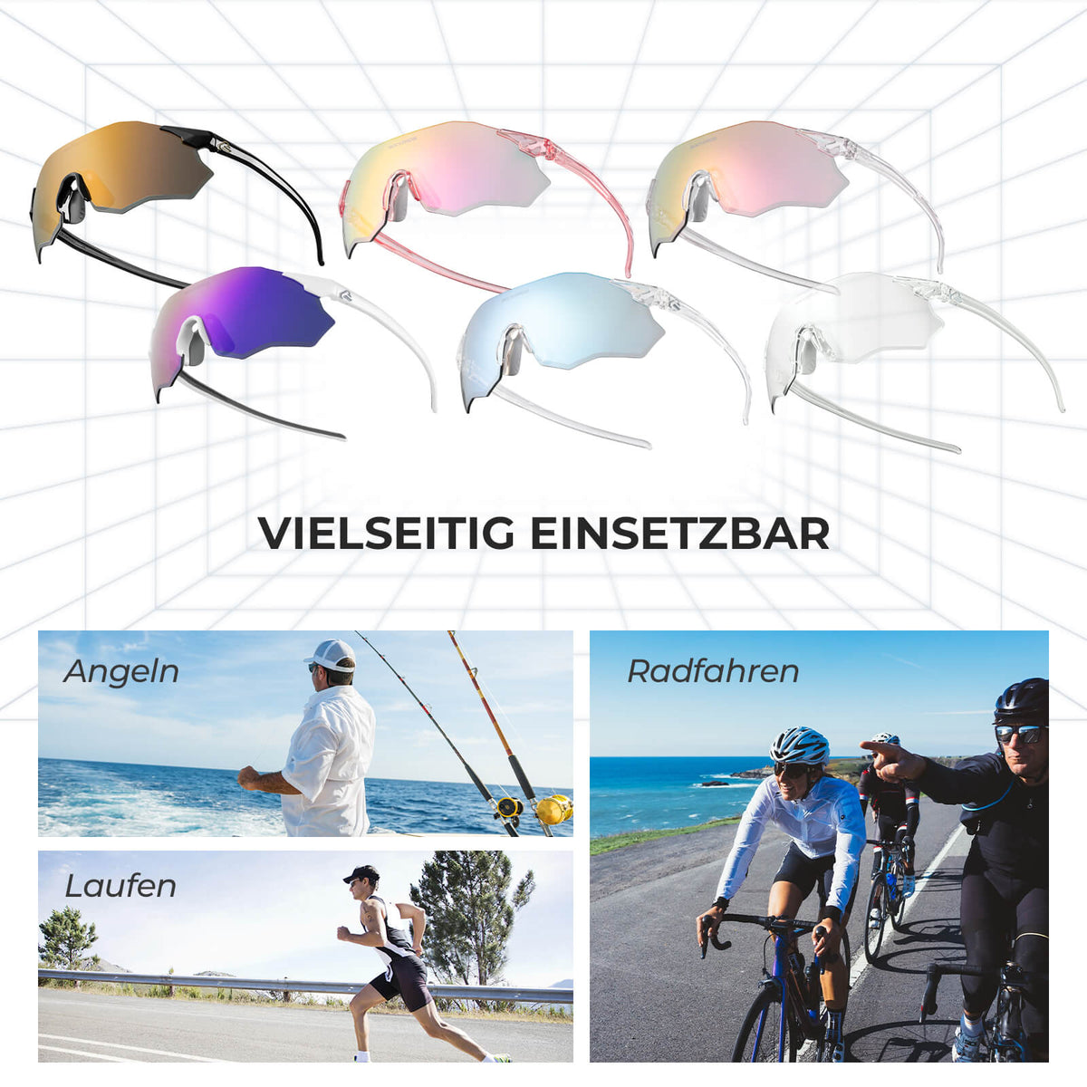 ROCKBROS Okulary rowerowe Samoprzyciemniające się Ochrona UV400 Bez oprawki -SWIFT