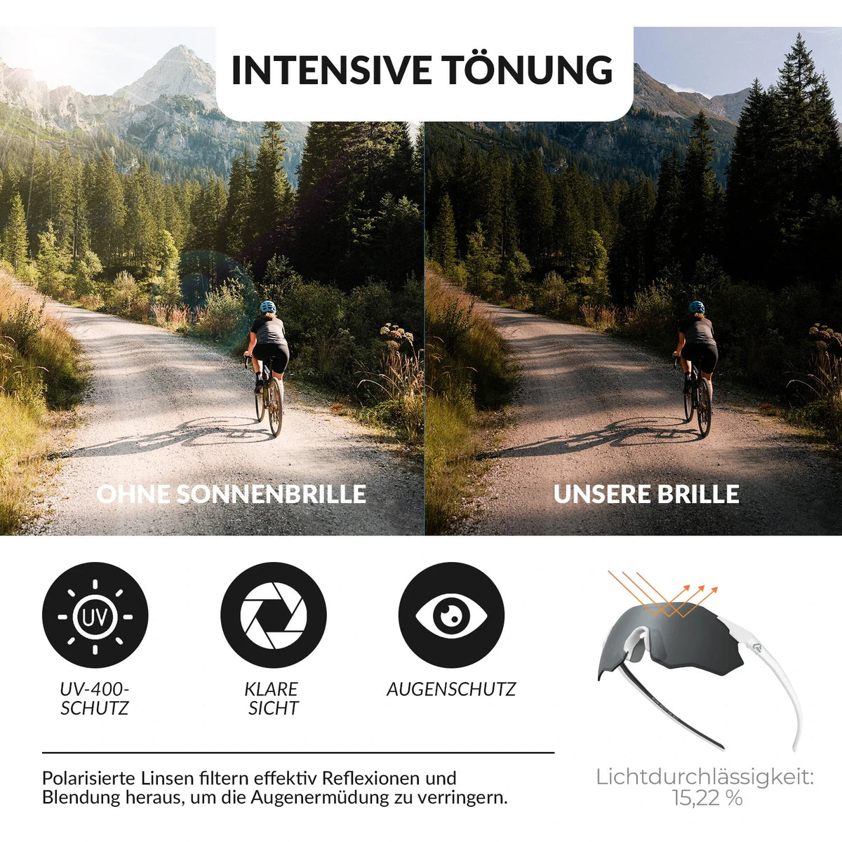 ROCKBROS Okulary rowerowe Samoprzyciemniające się Ochrona UV400 Bez oprawki -SWIFT