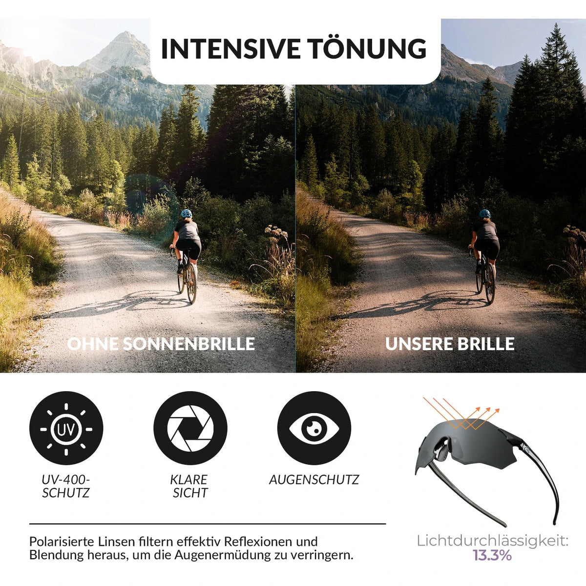 ROCKBROS Okulary rowerowe Samoprzyciemniające się Ochrona UV400 Bez oprawki -SWIFT