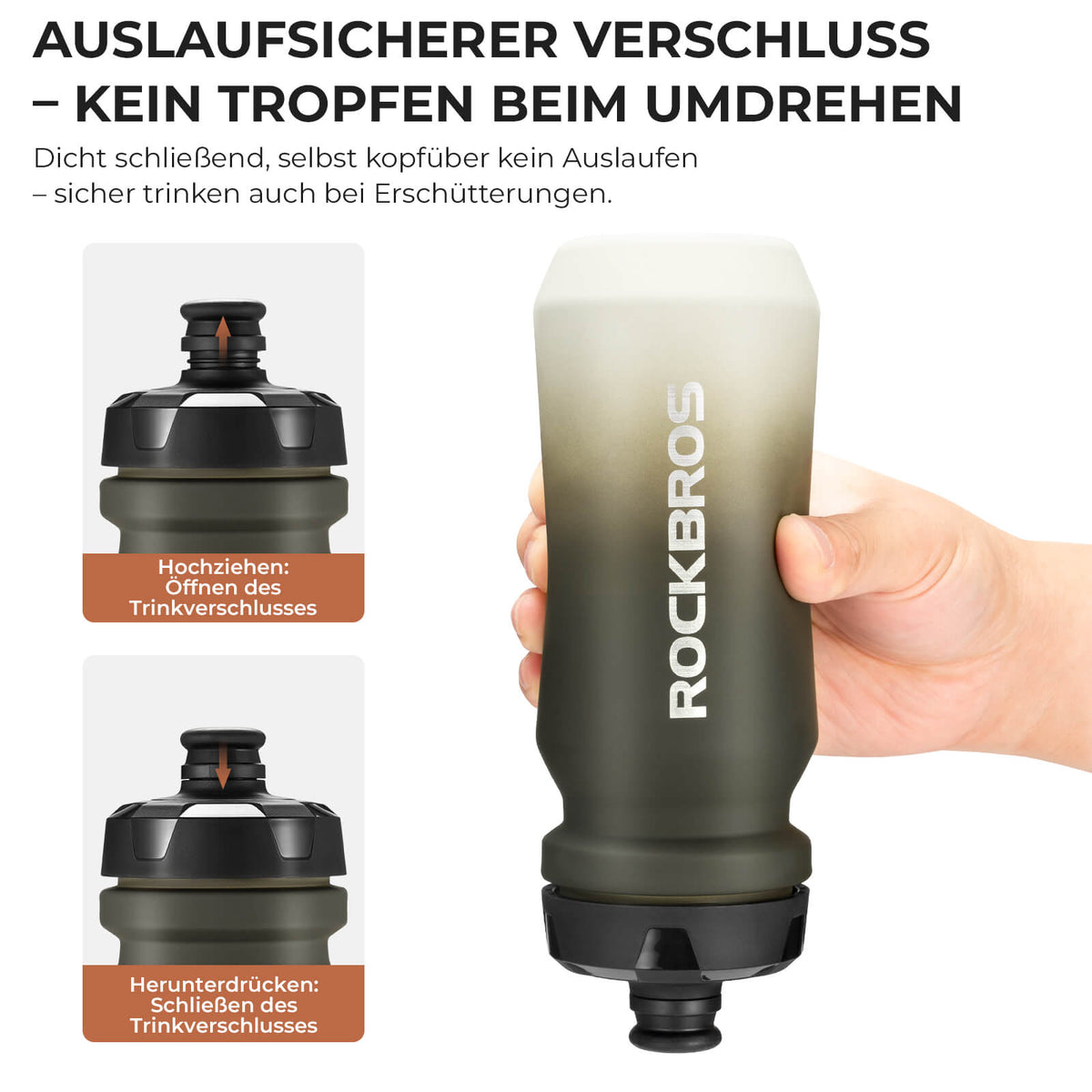 ROCKBROS Bidon rowerowy z wyciekoszczelnym zamknięciem Pull-Top 600/750ml