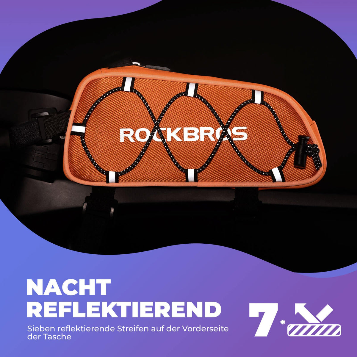ROCKBROS Sakwa na rurę górną 1 L W Pełni Odblaskowa Biała/Pomarańczowa