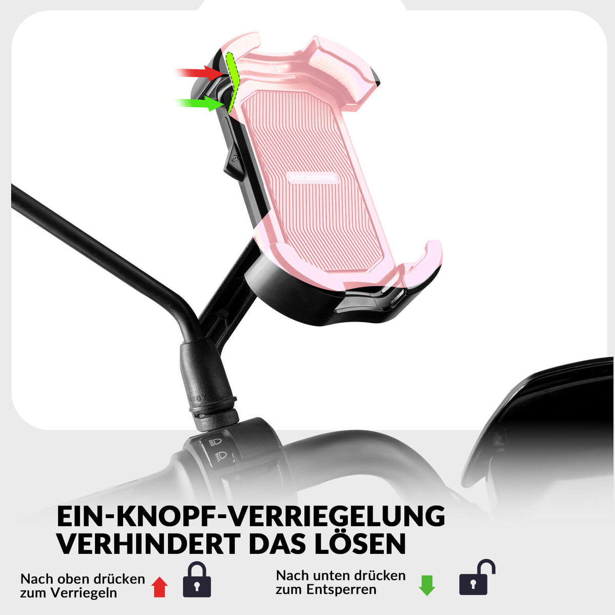 ROCKBROS Uchwyt na telefon rowerowy uchwyt na telefon motocyklowy obracany 360° na 4,7-7,0 cala