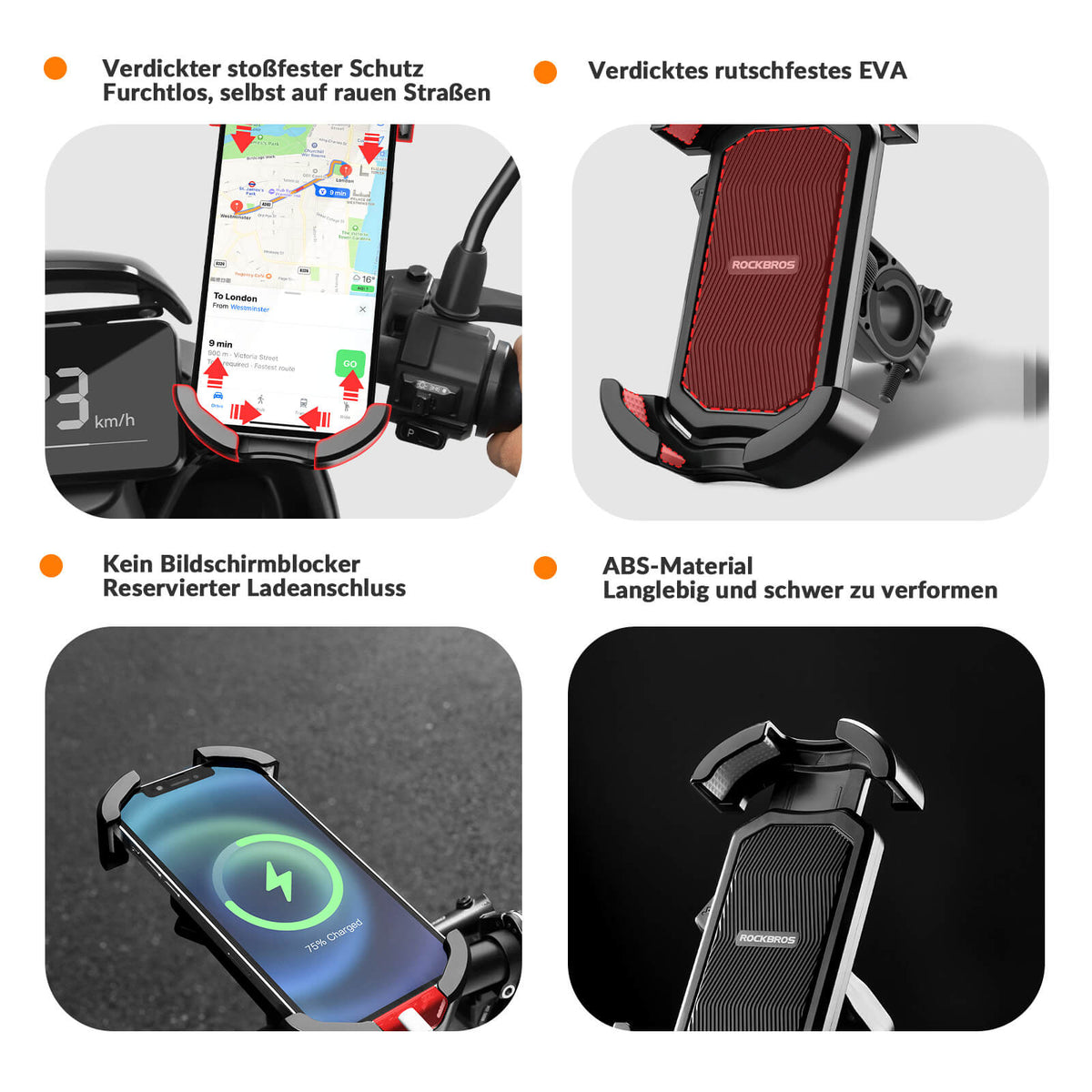 ROCKBROS Uchwyt na telefon rowerowy uchwyt na telefon motocyklowy obracany 360° na 4,7-7,0 cala