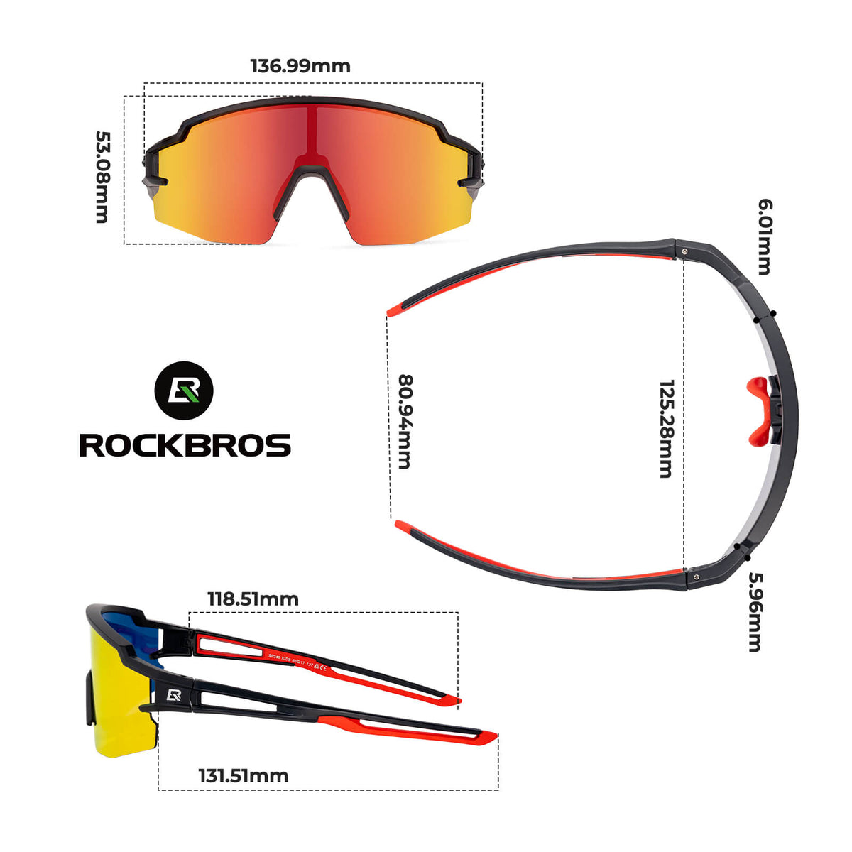 ROCKBROS Spolarizowane okulary sportowe i rowerowe dla dzieci