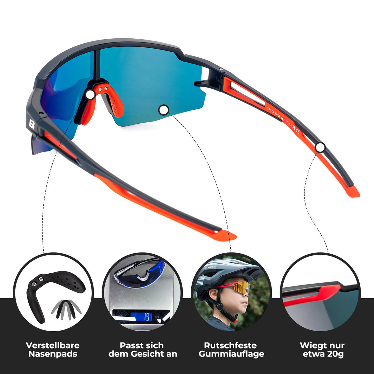 ROCKBROS Spolarizowane okulary sportowe i rowerowe dla dzieci