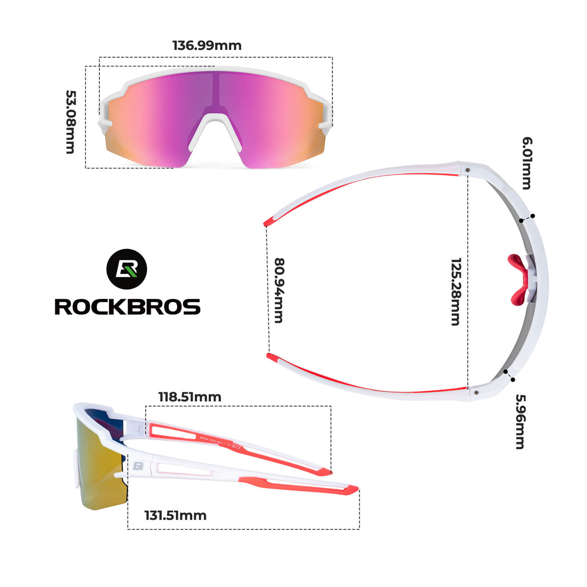 ROCKBROS Spolarizowane okulary sportowe i rowerowe dla dzieci