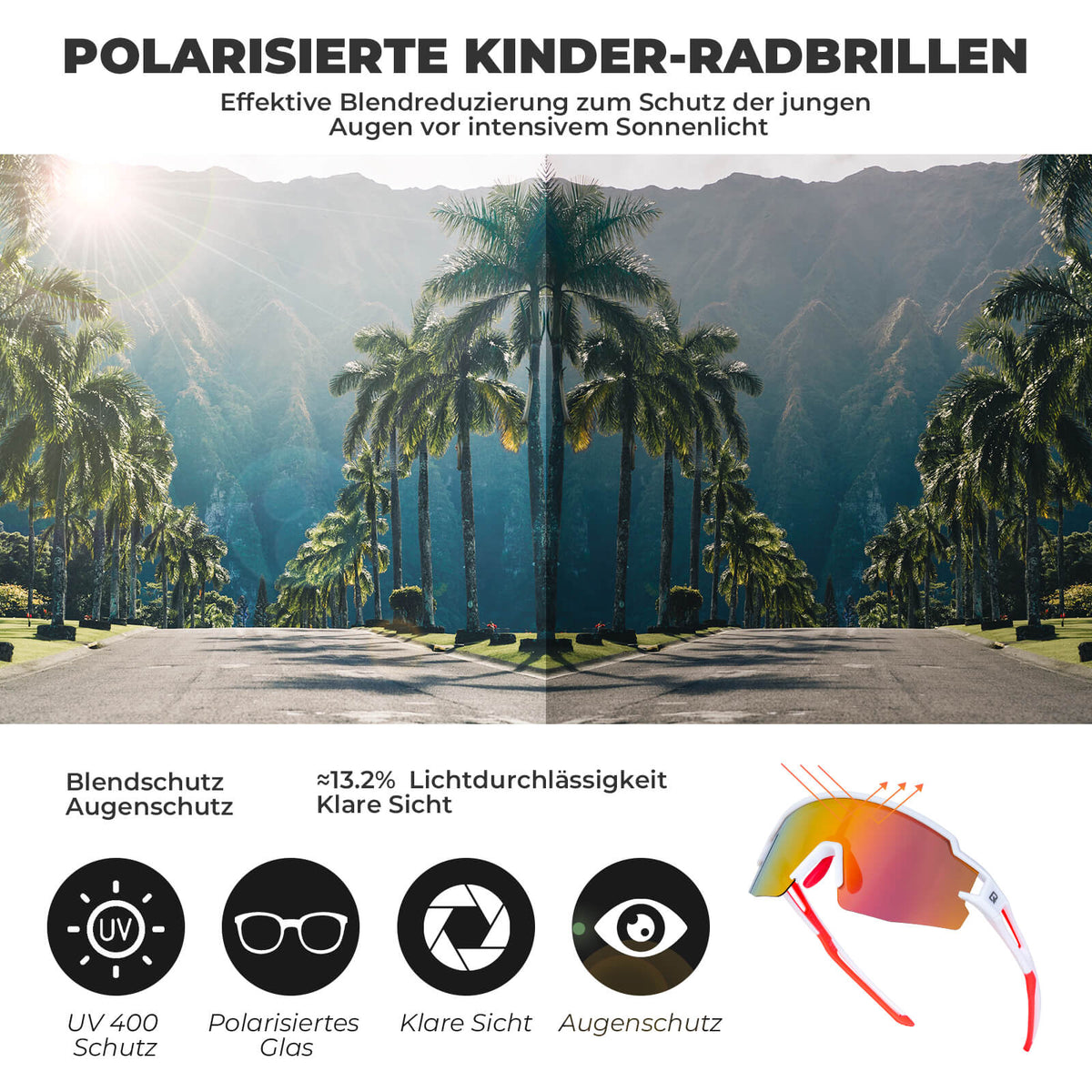 ROCKBROS Spolarizowane okulary sportowe i rowerowe dla dzieci