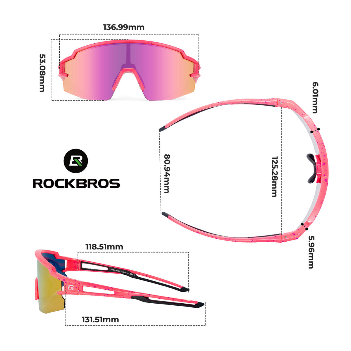 ROCKBROS Spolarizowane okulary sportowe i rowerowe dla dzieci