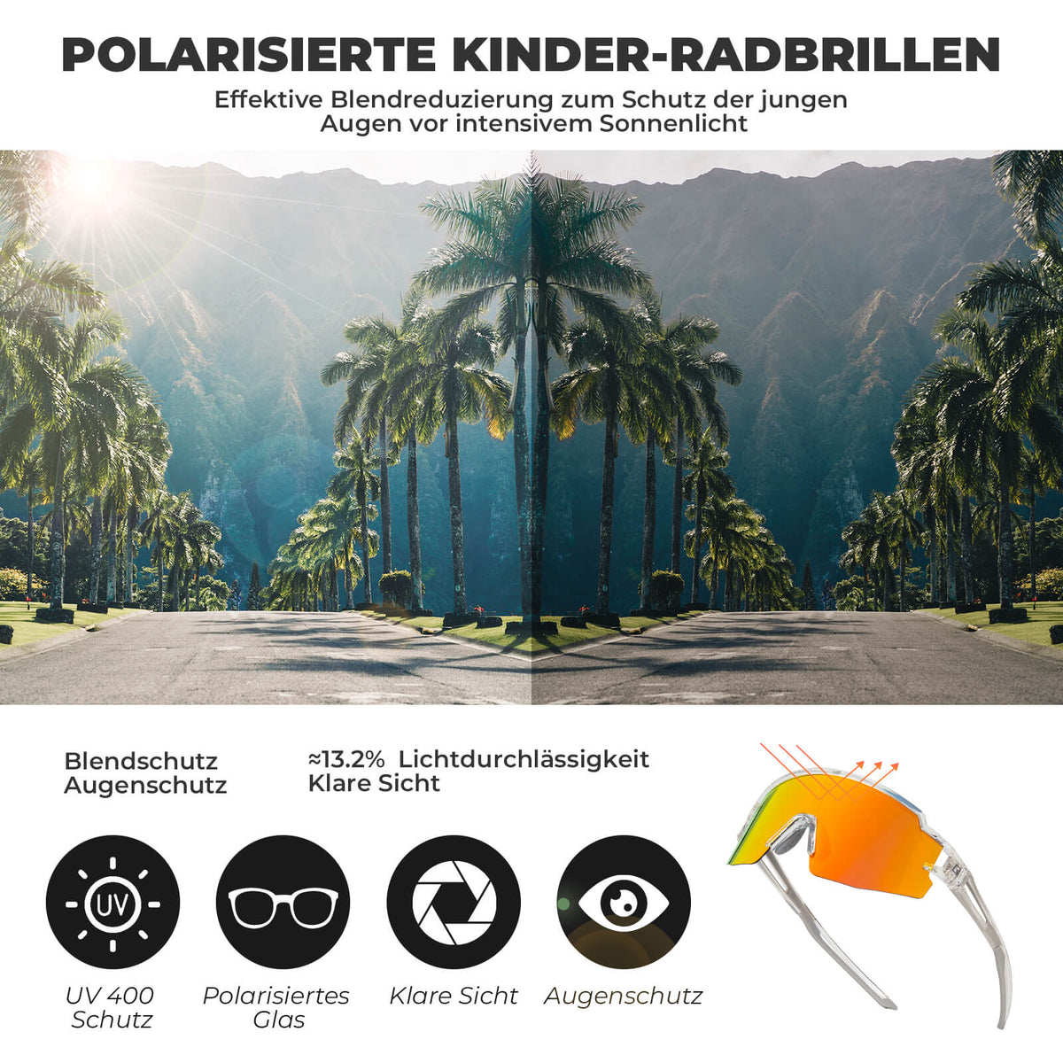 ROCKBROS Spolarizowane okulary sportowe i rowerowe dla dzieci