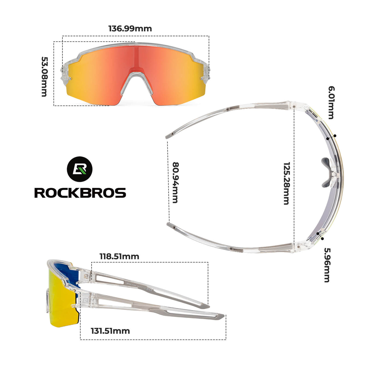 ROCKBROS Spolarizowane okulary sportowe i rowerowe dla dzieci