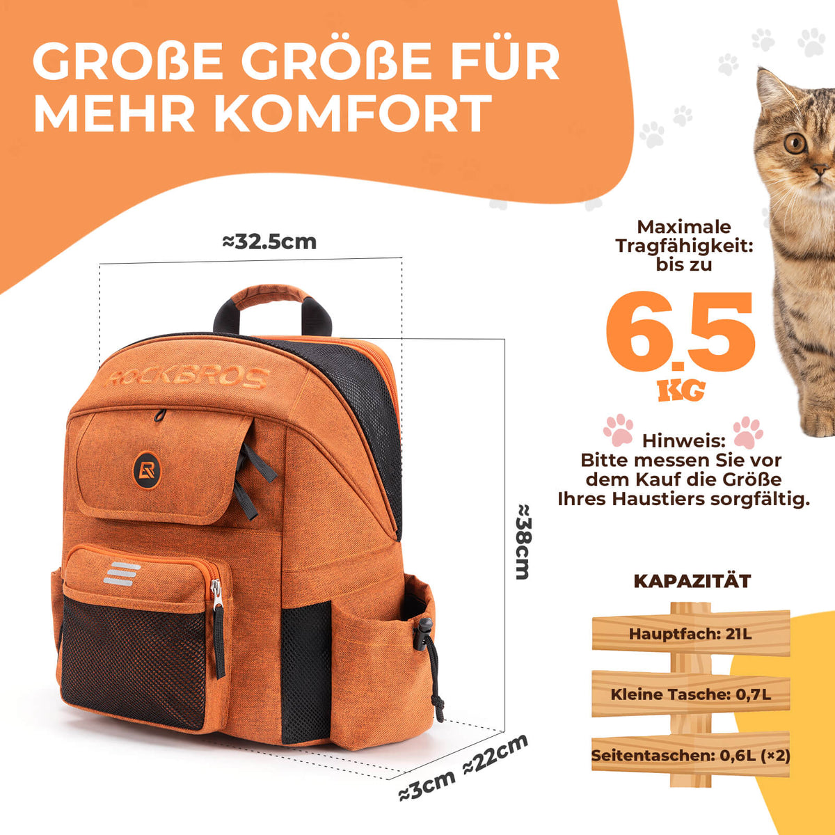 ROCKBROS Torba kierownicowa do zwierząt do Brompton/roweru składanego 21 L