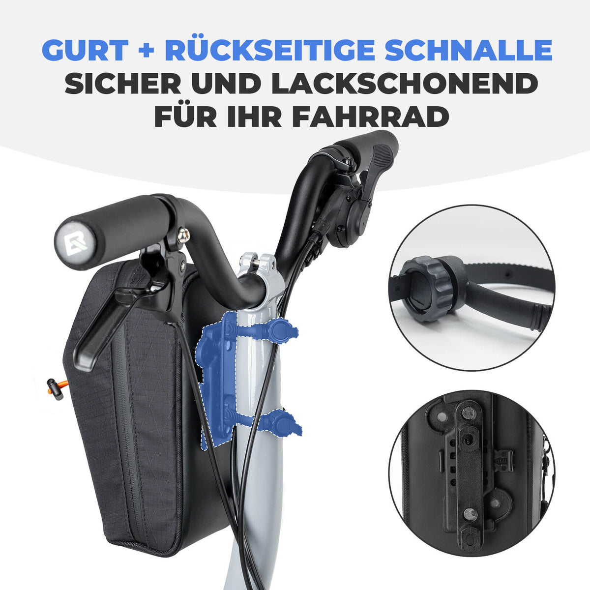 ROCKBROS Sakwa na kierownicę z kieszą na butelkę wody 1.5L na bidony Ø7 cm