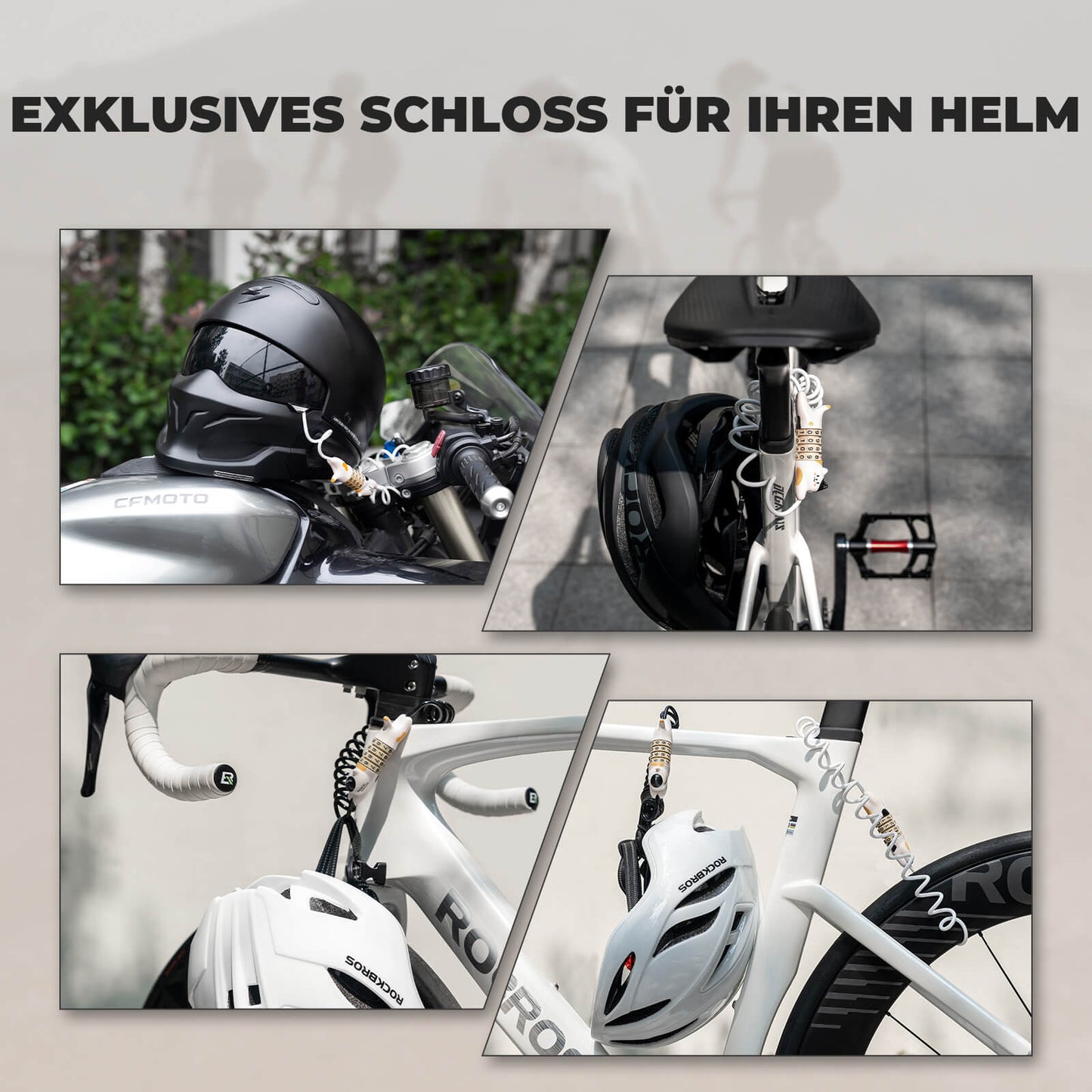 Wielofunkcyjna blokada rowerowa, dziecięca blokada szyfrowa, blokada kasku, ROCKBROS