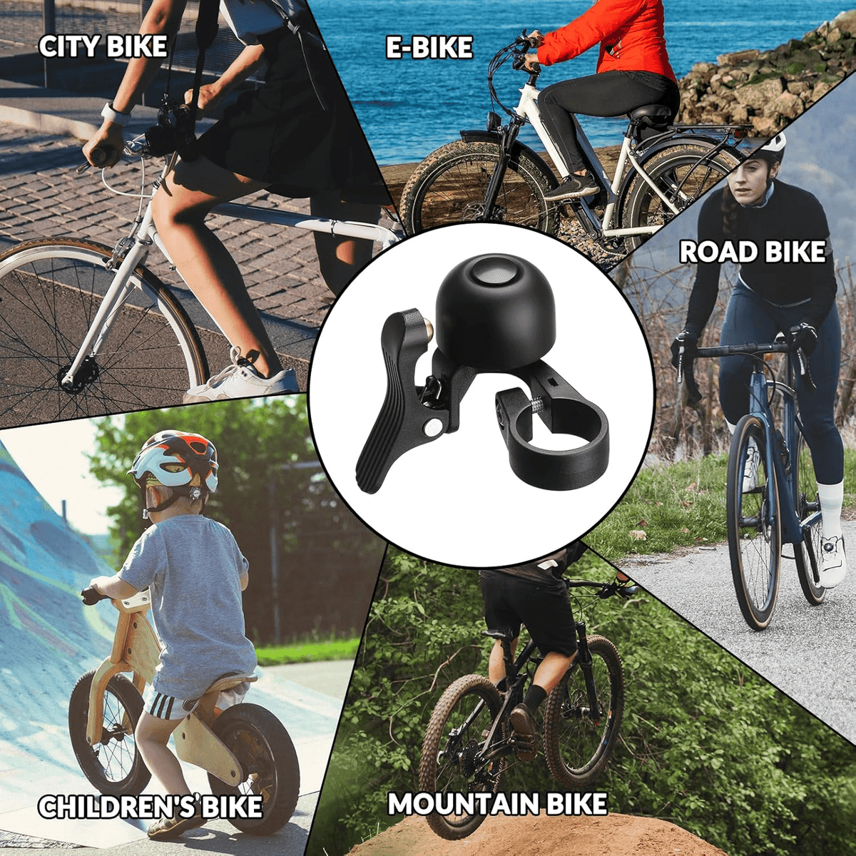 ROCKBROS Dzwonek rowerowy do roweru szosowego 100dB do zakrzywionych kierownic 22,2mm