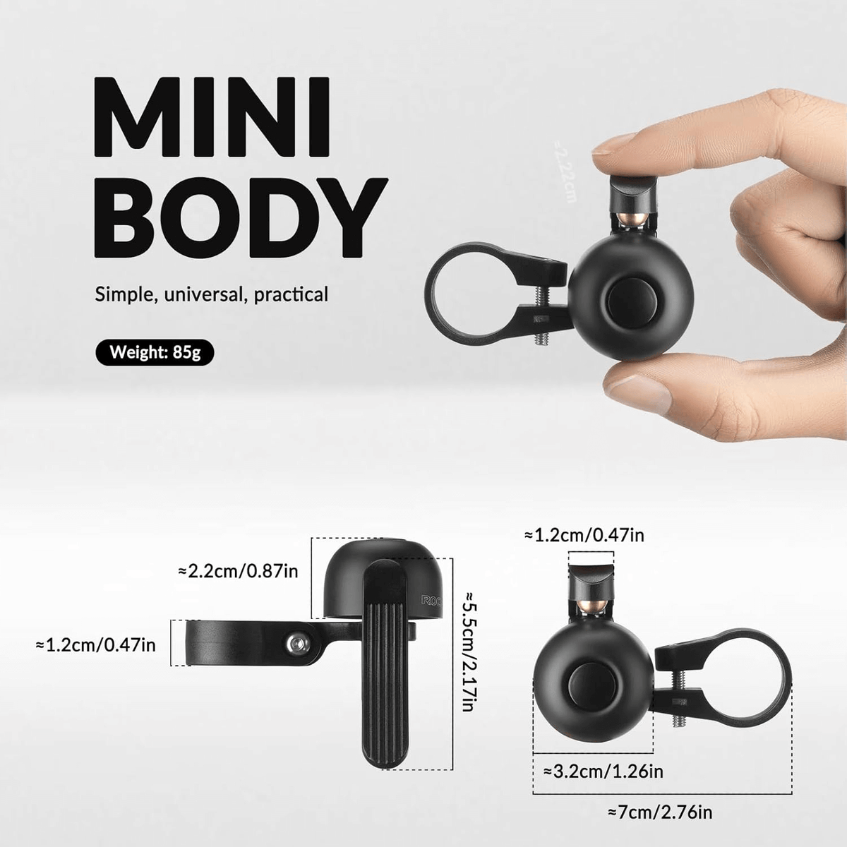 ROCKBROS Dzwonek rowerowy do roweru szosowego 100dB do zakrzywionych kierownic 22,2mm