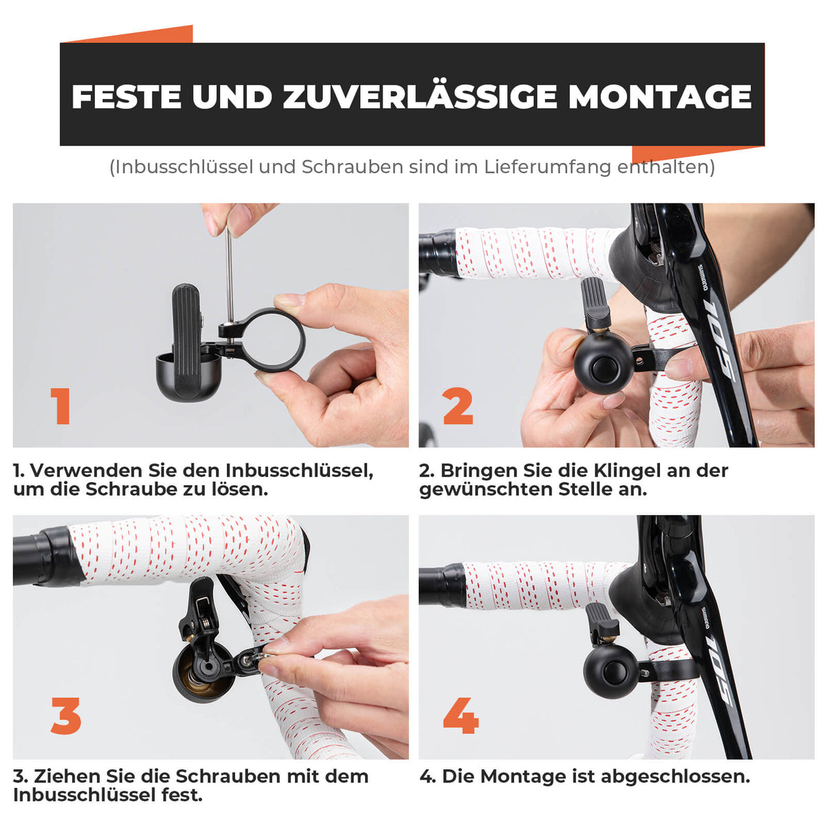 ROCKBROS Dzwonek rowerowy szosowy do zakrzywionych kierownic 27–30 mm