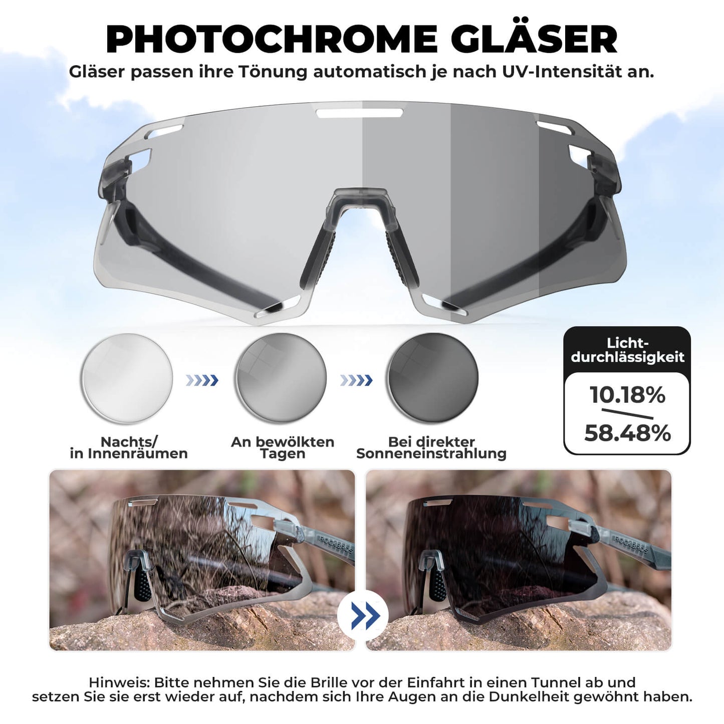 Okulary przeciwsłoneczne, wiatroszczelne okulary rowerowe do uprawiania sportów na świeżym powietrzu, ROCKBROS