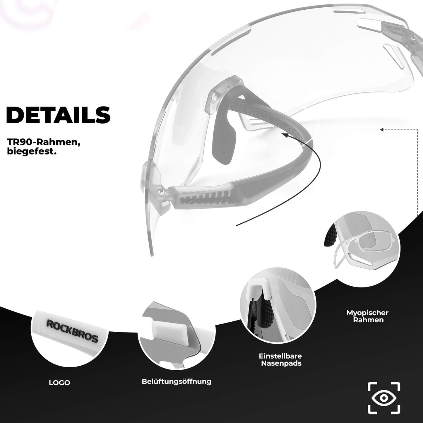 Okulary przeciwsłoneczne, wiatroszczelne okulary rowerowe do uprawiania sportów na świeżym powietrzu, ROCKBROS