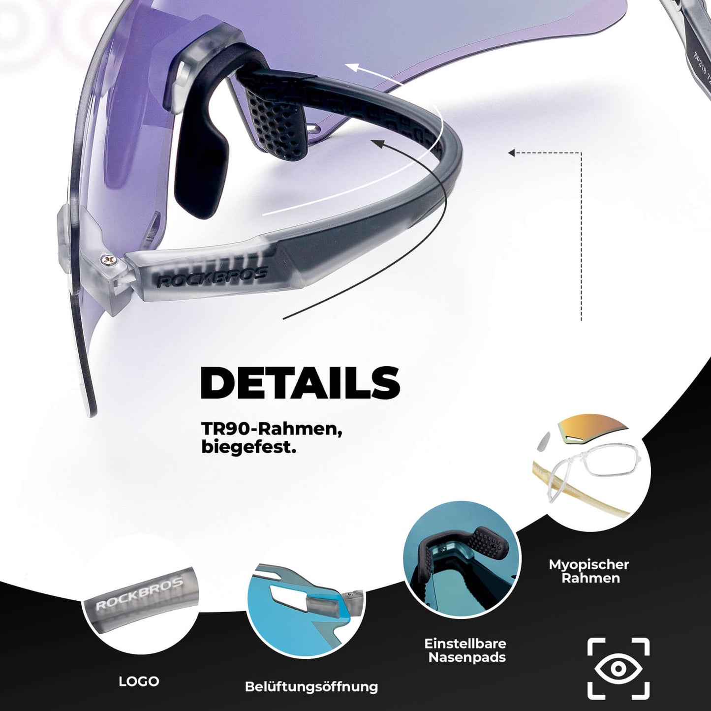 Okulary przeciwsłoneczne, wiatroszczelne okulary rowerowe do uprawiania sportów na świeżym powietrzu, ROCKBROS