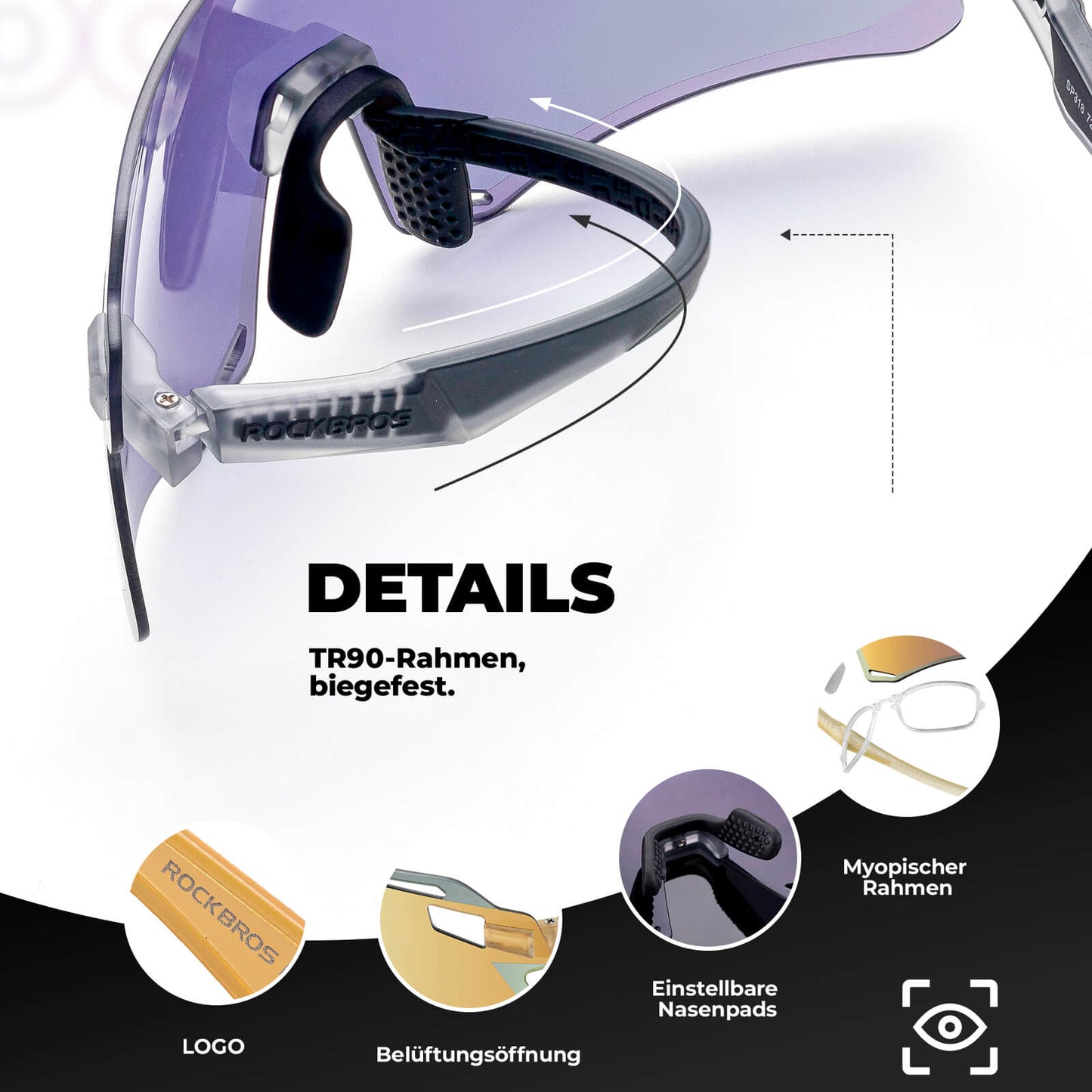 Okulary przeciwsłoneczne, wiatroszczelne okulary rowerowe do uprawiania sportów na świeżym powietrzu, ROCKBROS