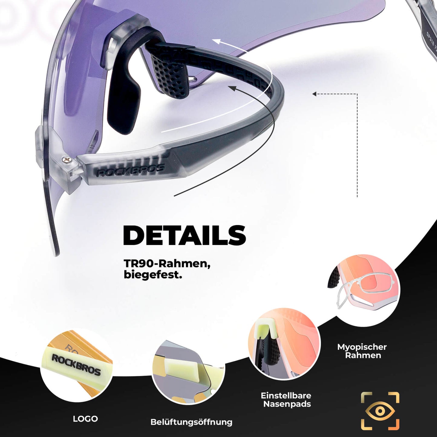 Okulary przeciwsłoneczne, wiatroszczelne okulary rowerowe do uprawiania sportów na świeżym powietrzu, ROCKBROS