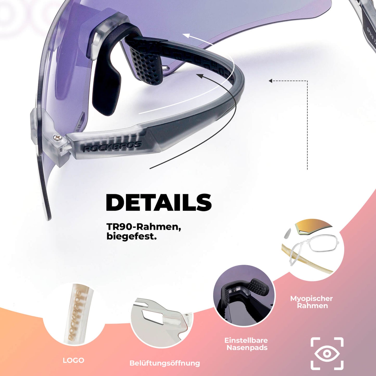 Okulary przeciwsłoneczne, wiatroszczelne okulary rowerowe do uprawiania sportów na świeżym powietrzu, ROCKBROS