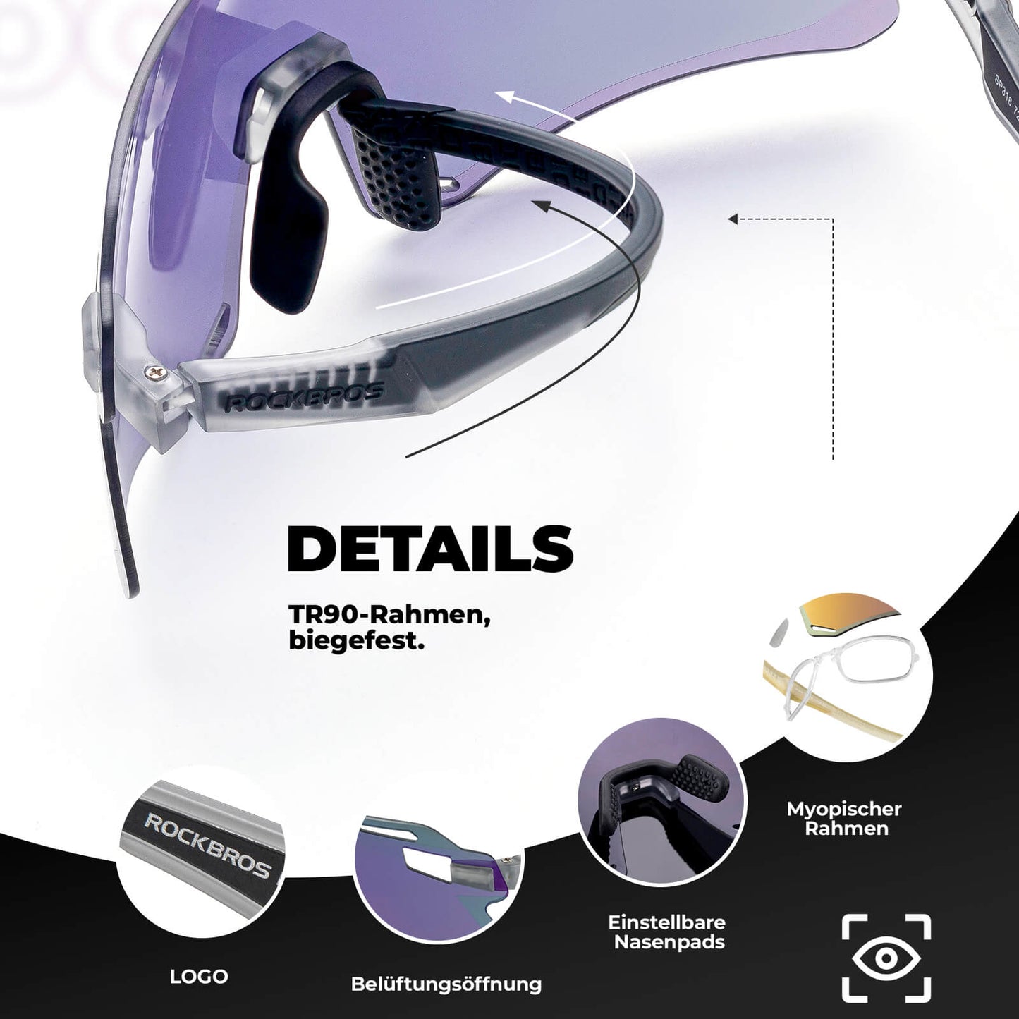 Okulary przeciwsłoneczne, wiatroszczelne okulary rowerowe do uprawiania sportów na świeżym powietrzu, ROCKBROS