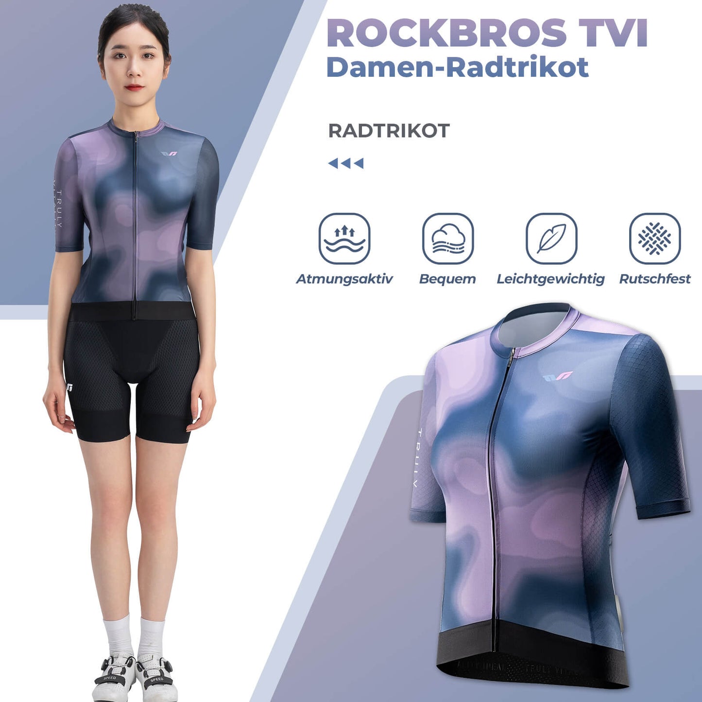 Koszulka rowerowa damska z krótkim rękawem TVI, letnia, szybkoschnąca, z 3 kieszeniami ROCKBROS