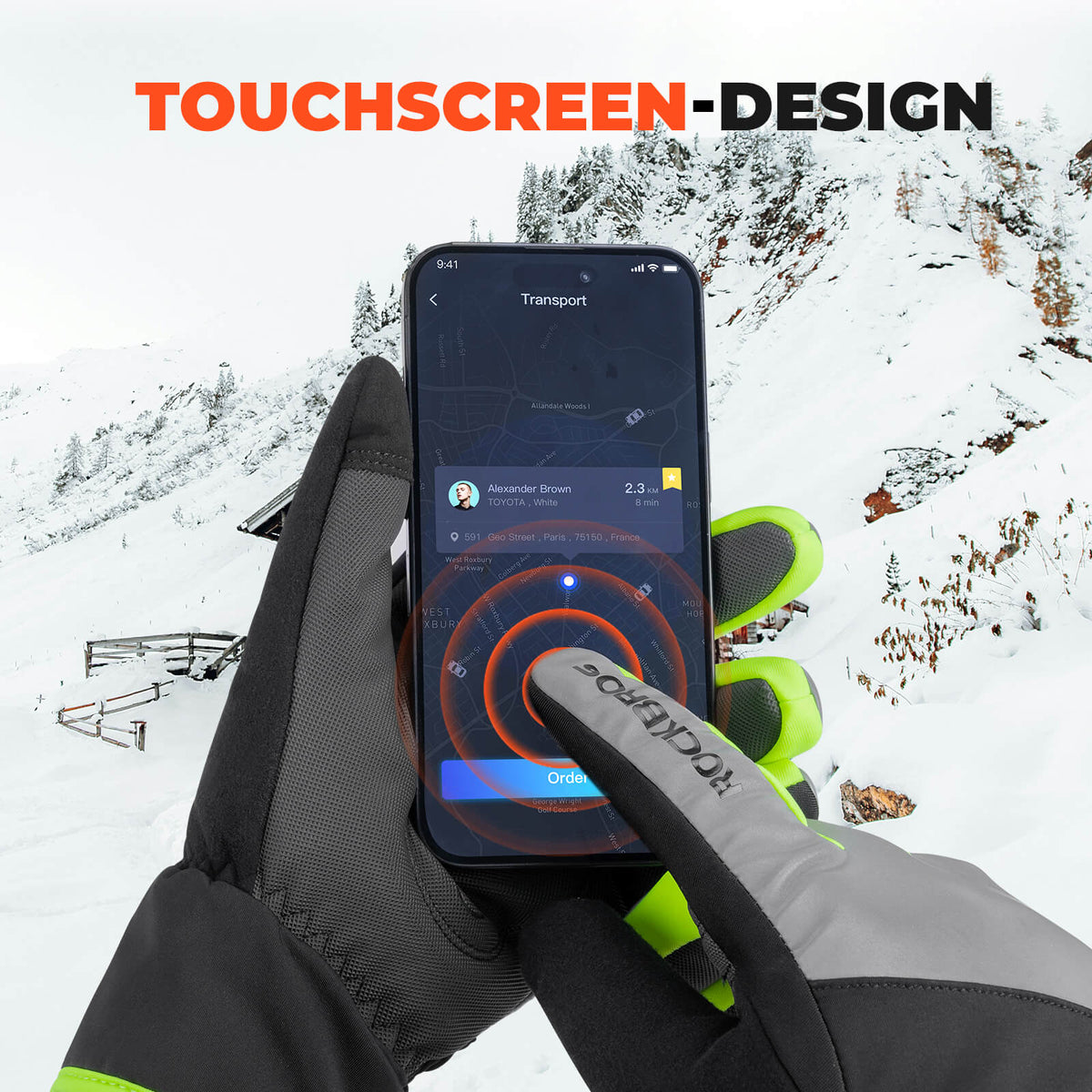 ROCKBROS Zimowe rękawice rowerowe Touchscreen Ciepłe Wiatroszczelne