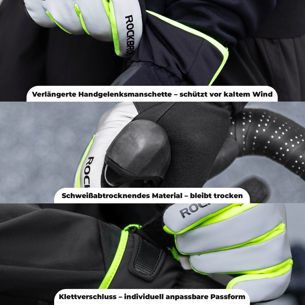 ROCKBROS Zimowe rękawice rowerowe Touchscreen Ciepłe Wiatroszczelne
