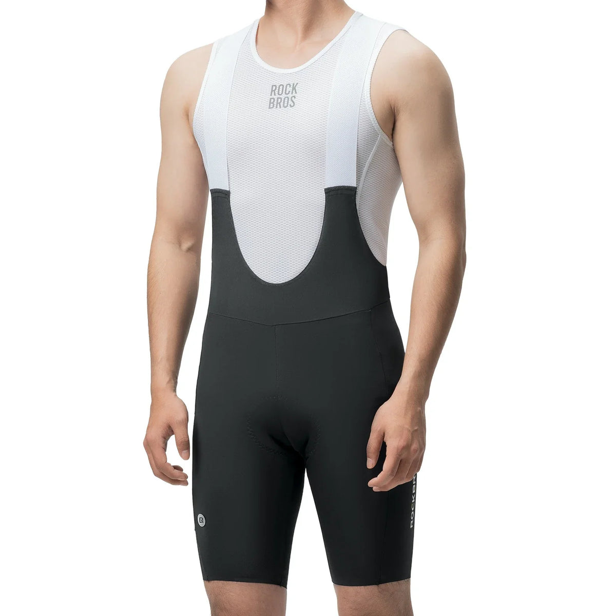 ROCKBROS Spodenki kolarskie męskie z wkładką, krótkie spodenki rowerowe, Bib Shorts z szelkami, spodenki kolarskie z szelkami