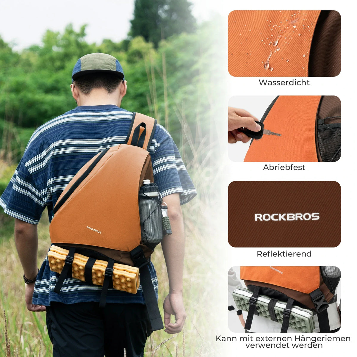 ROCKBROS Sling Bag Duża, Sling Plecak z zapięciem magnetycznym, Torba Crossbody