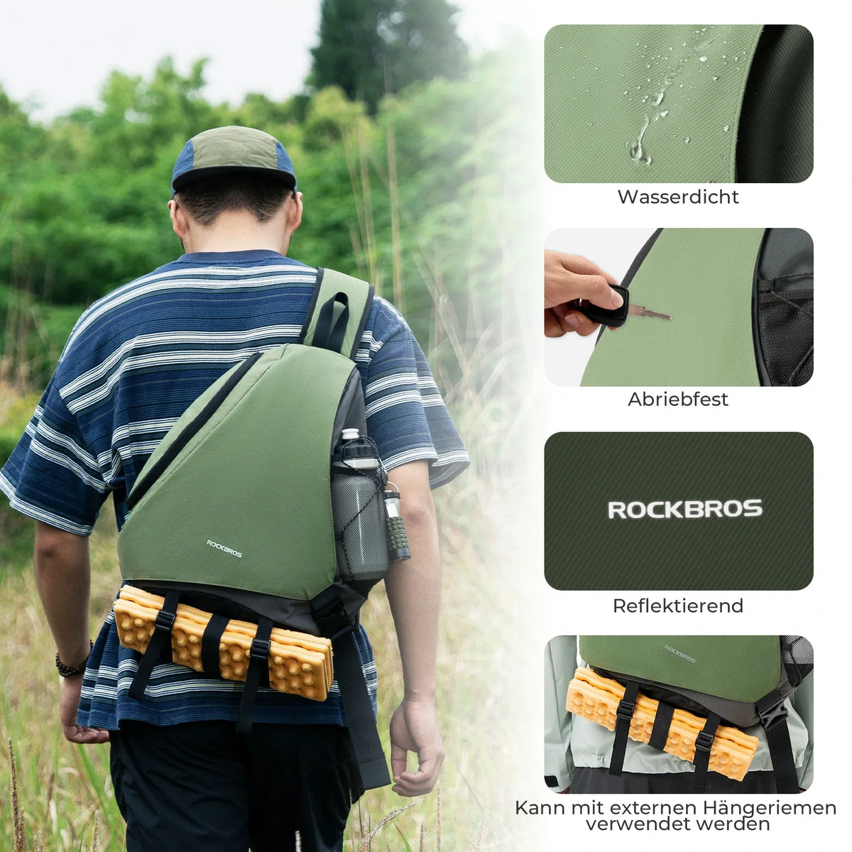 ROCKBROS Sling Bag Duża, Sling Plecak z zapięciem magnetycznym, Torba Crossbody