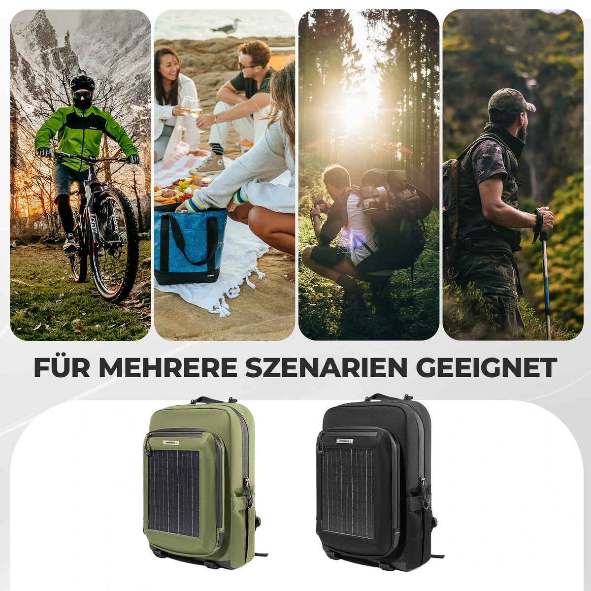 ROCKBROS Plecak solarny Solar Rucksack 20L z elastycznym, odpinanym 10V 14W