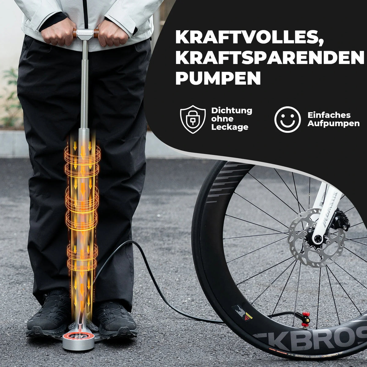 ROCKBROS Pompa stojąca do roweru 240PSI z manometrem