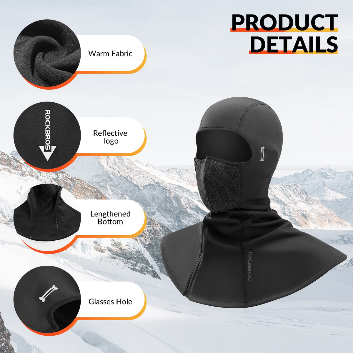 ROCKBROS Kominiarka zimowa Balaclava 54-63cm