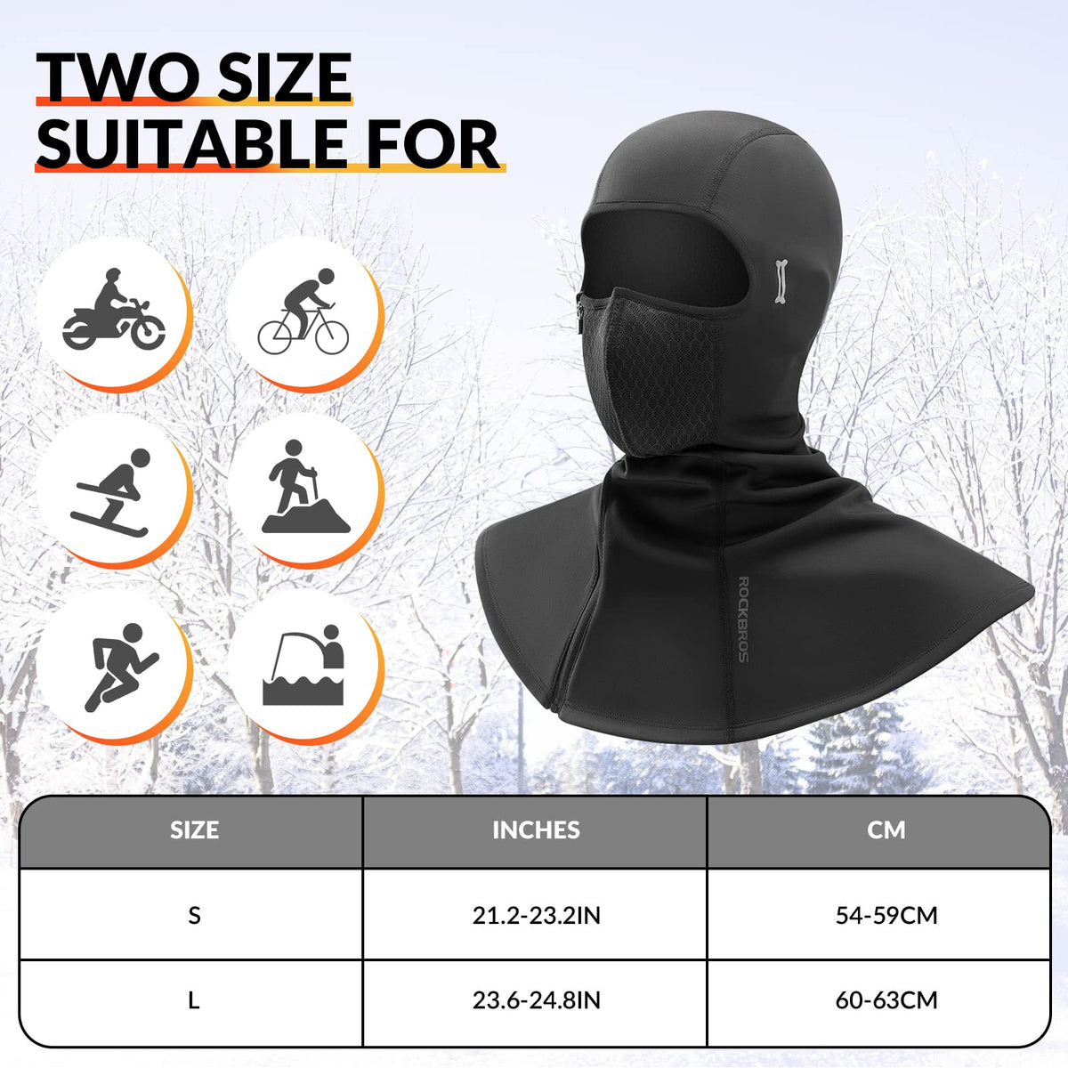ROCKBROS Kominiarka zimowa Balaclava 54-63cm
