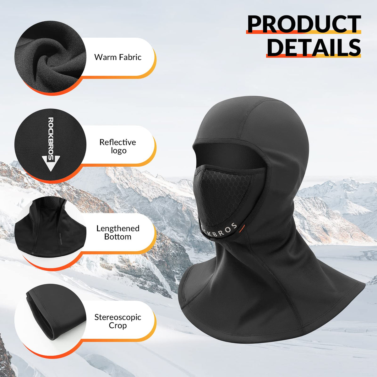 ROCKBROS Kominiarka zimowa Balaclava 54-63cm