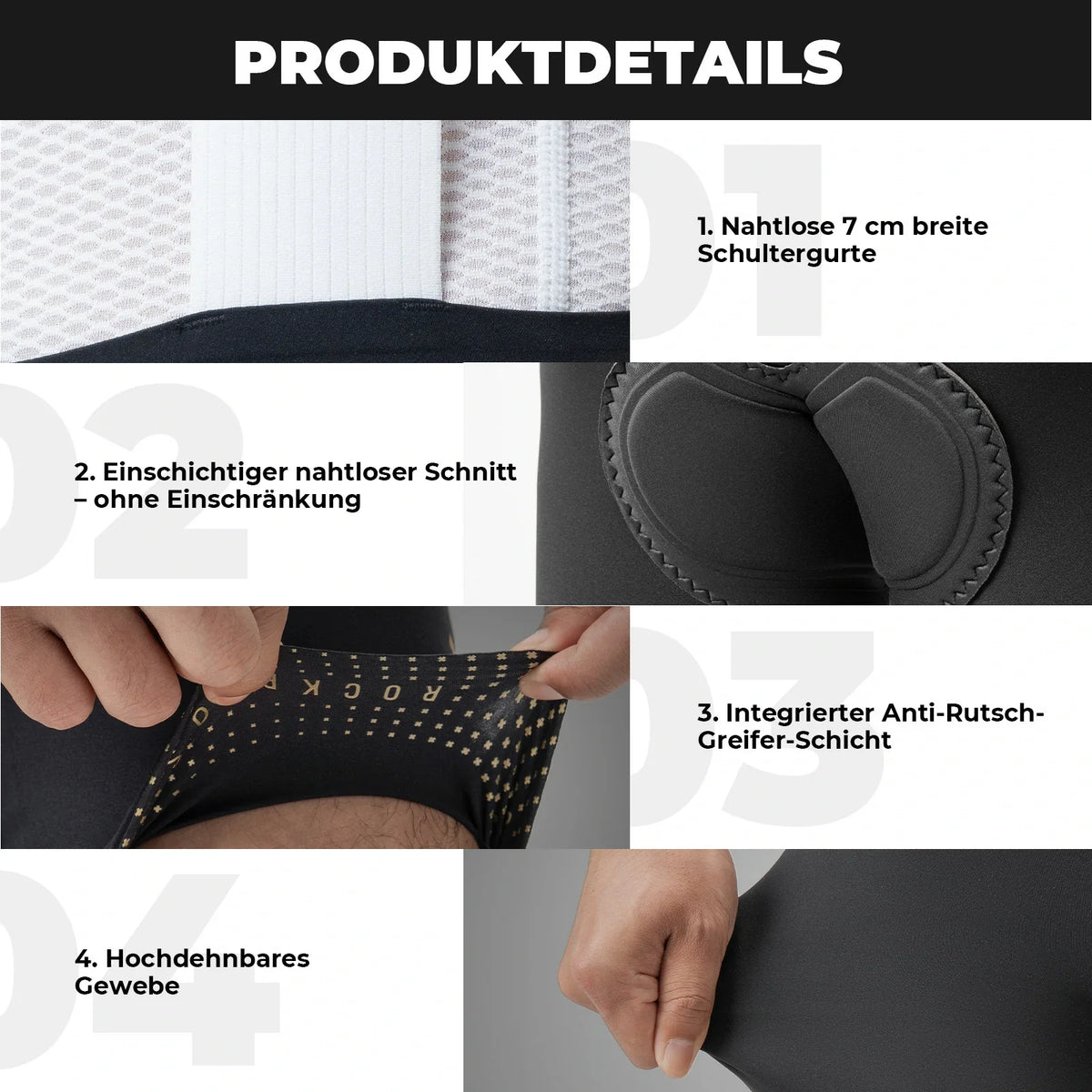 ROCKBROS Spodenki z szelkami rowerowe z wkładką dla mężczyzn, Bezszwowe Oddychające