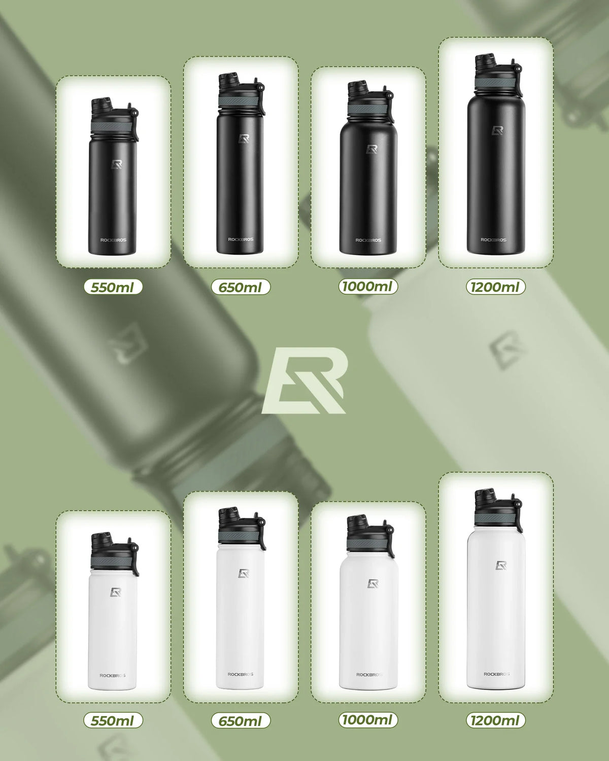 ROCKBROS Butelka ze stali nierdzewnej 550ml/650ml/1000ml/1200ml termos bez BPA butelka rowerowa