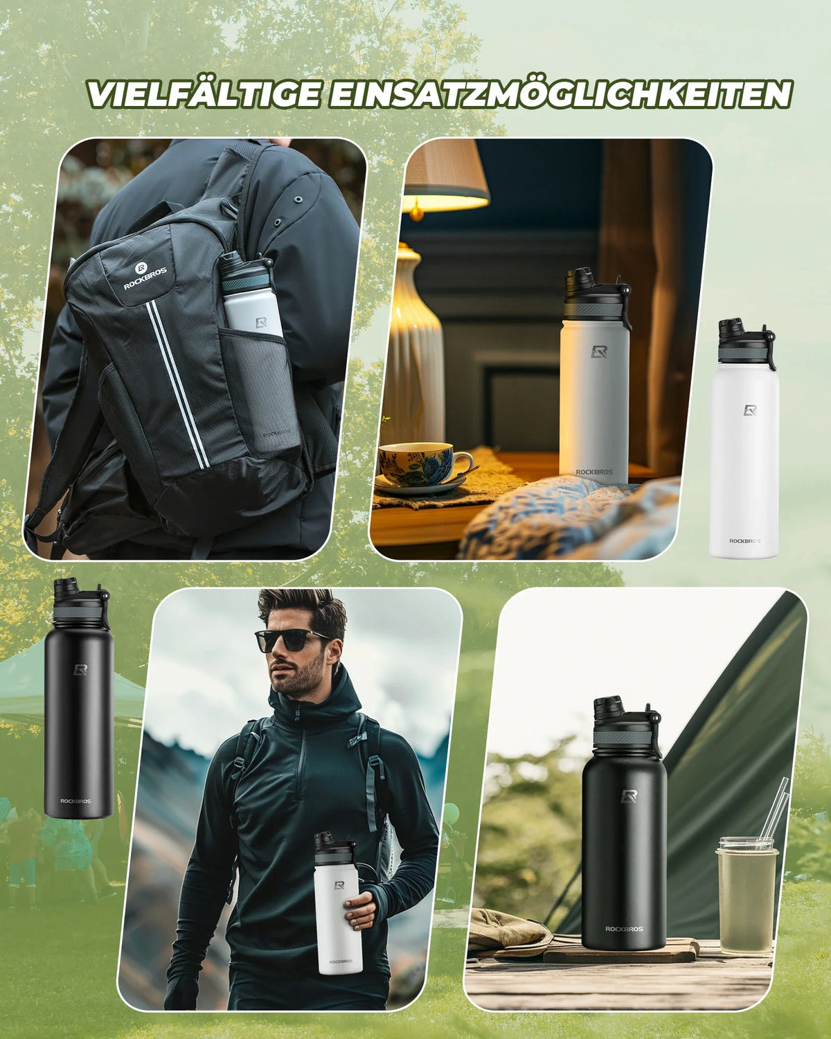ROCKBROS Butelka ze stali nierdzewnej 550ml/650ml/1000ml/1200ml termos bez BPA butelka rowerowa