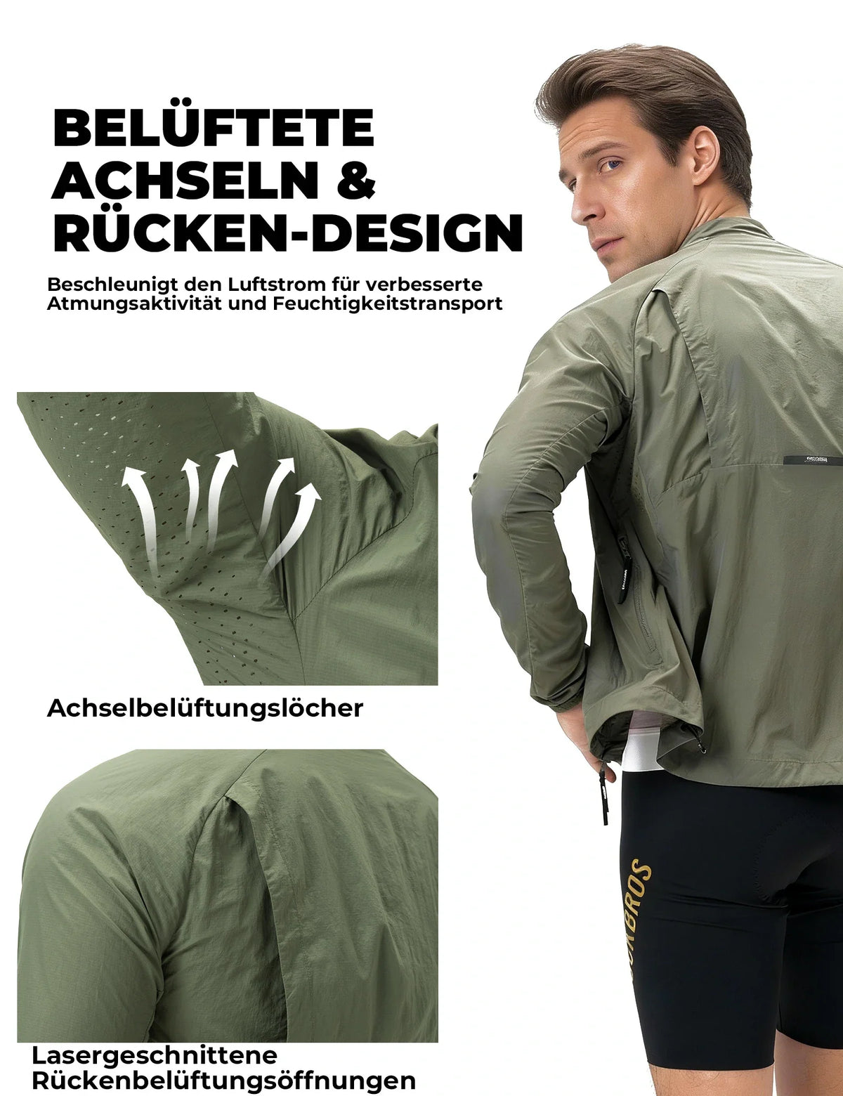 ROCKBROS Ochronna przed wiatrem kurtka rowerowa, lekna, oddychająca, szybkoschnąca windbreaker, składana