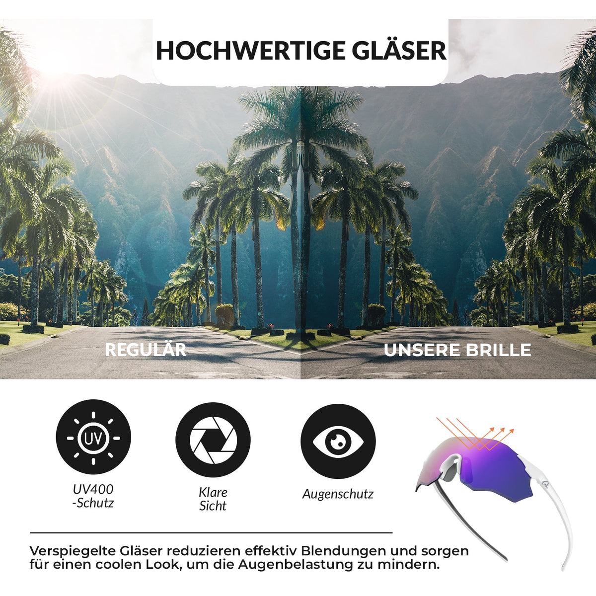 ROCKBROS Okulary rowerowe Samoprzyciemniające się Ochrona UV400 Bez oprawki -SWIFT