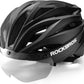 ROCKBROS Kask rowerowy dla dorosłych z wizjerem Magnetyczny zdejmowany Oddychający Regulowany dla mężczyzn i kobiet 58-62 cm