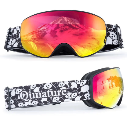 Gogle narciarskie Qunature, gogle snowboardowe dla dzieci i dorosłych noszących okulary, przeciwmgielne