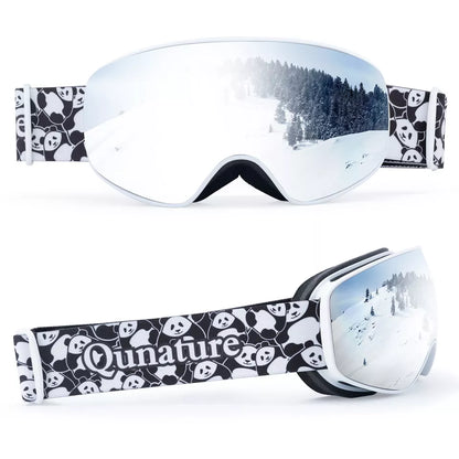Gogle narciarskie Qunature, gogle snowboardowe dla dzieci i dorosłych noszących okulary, przeciwmgielne