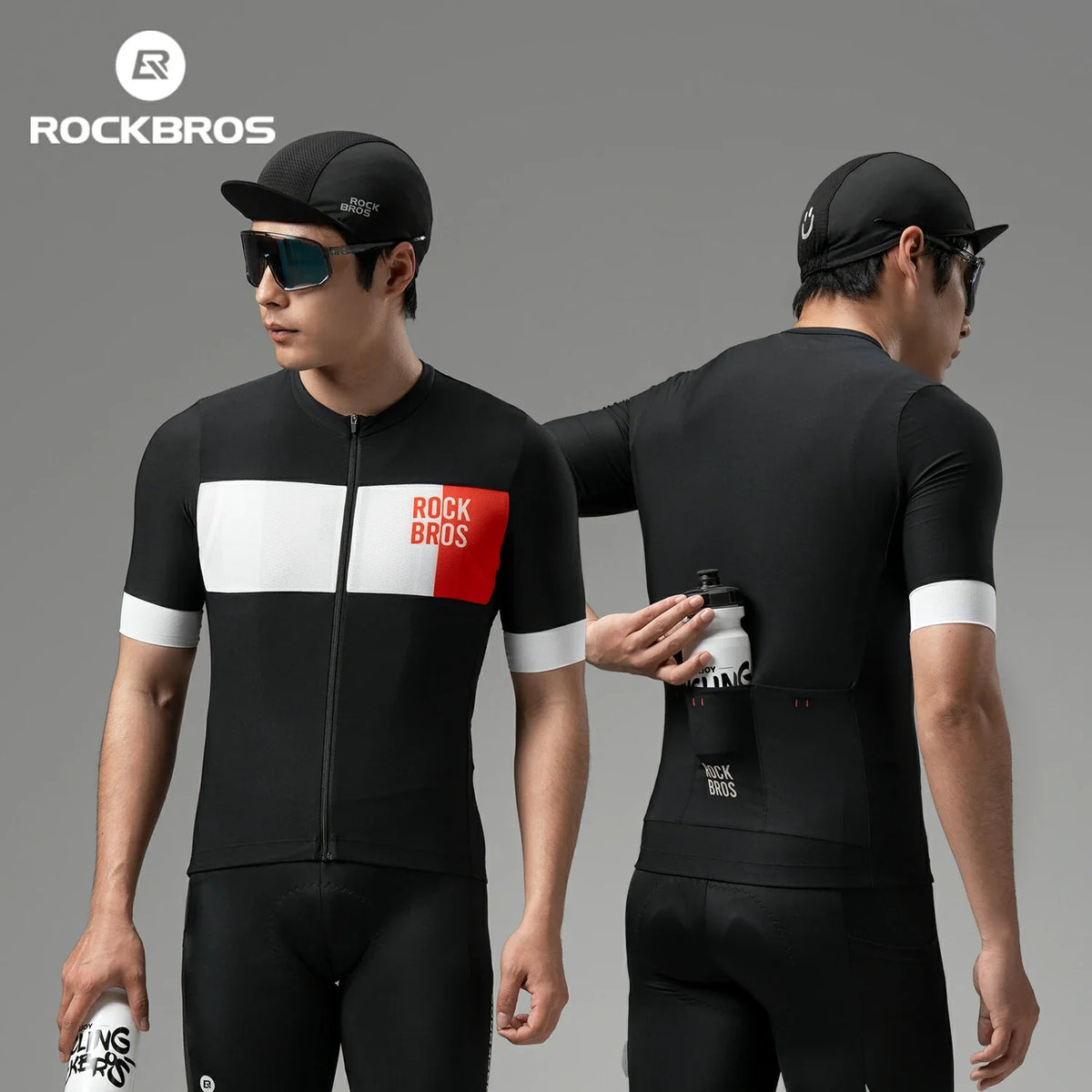 ROCKBROS Męska koszulka kolarska z krótkim rękawem w designie colorblock
